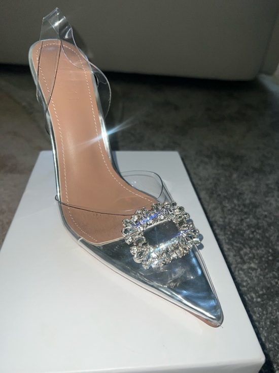 Simmi London Shoes - Clear PVC Pointed-Toe Heels with Crystal Buckle